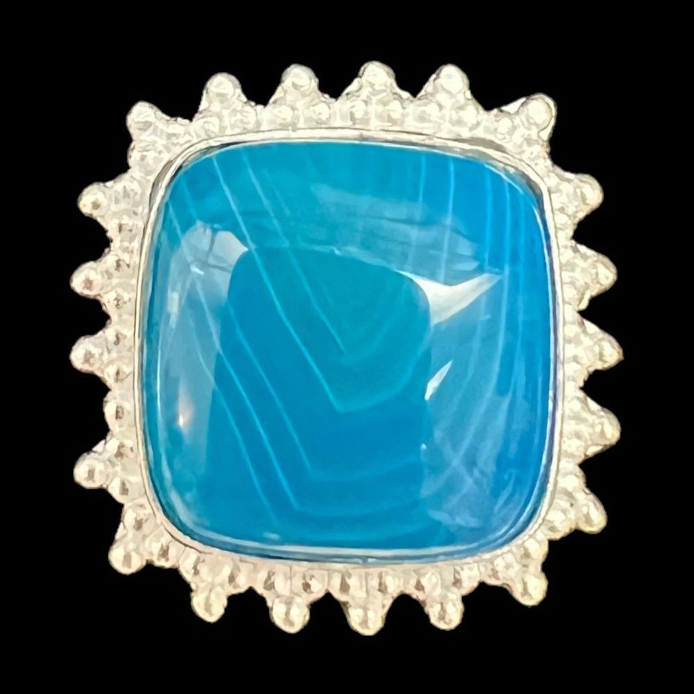 Sterling Silver Genuine Botswana Agate Gemstone Handmade Jewelry Ring Size 8.5 - Picture 2 of 10